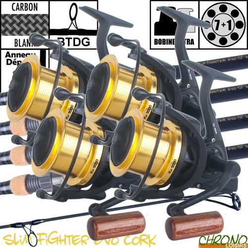 Ensemble Carp Design Slim Fighter Evo Cork 12' 3.5lbs KF9000 (les 4)